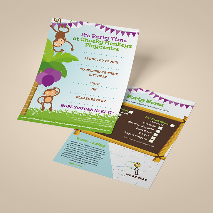 Cheeky Monkeys Party Leaflet