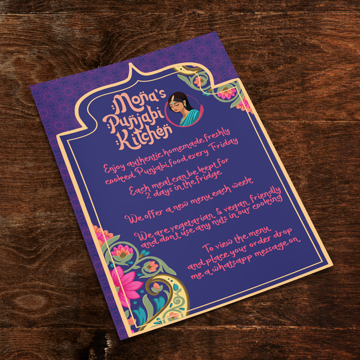 Mona's Punjabi Kitchen Leaflet Design