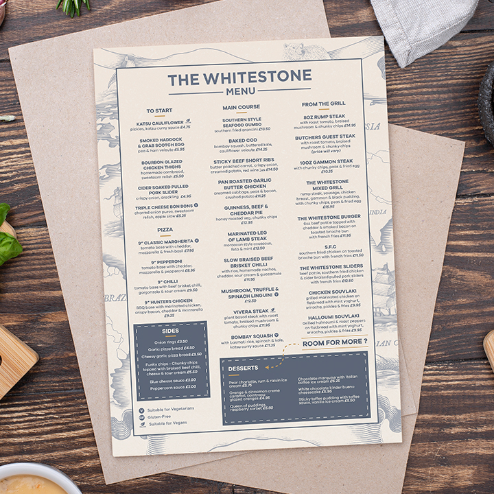The Whitestone Dinner Menu